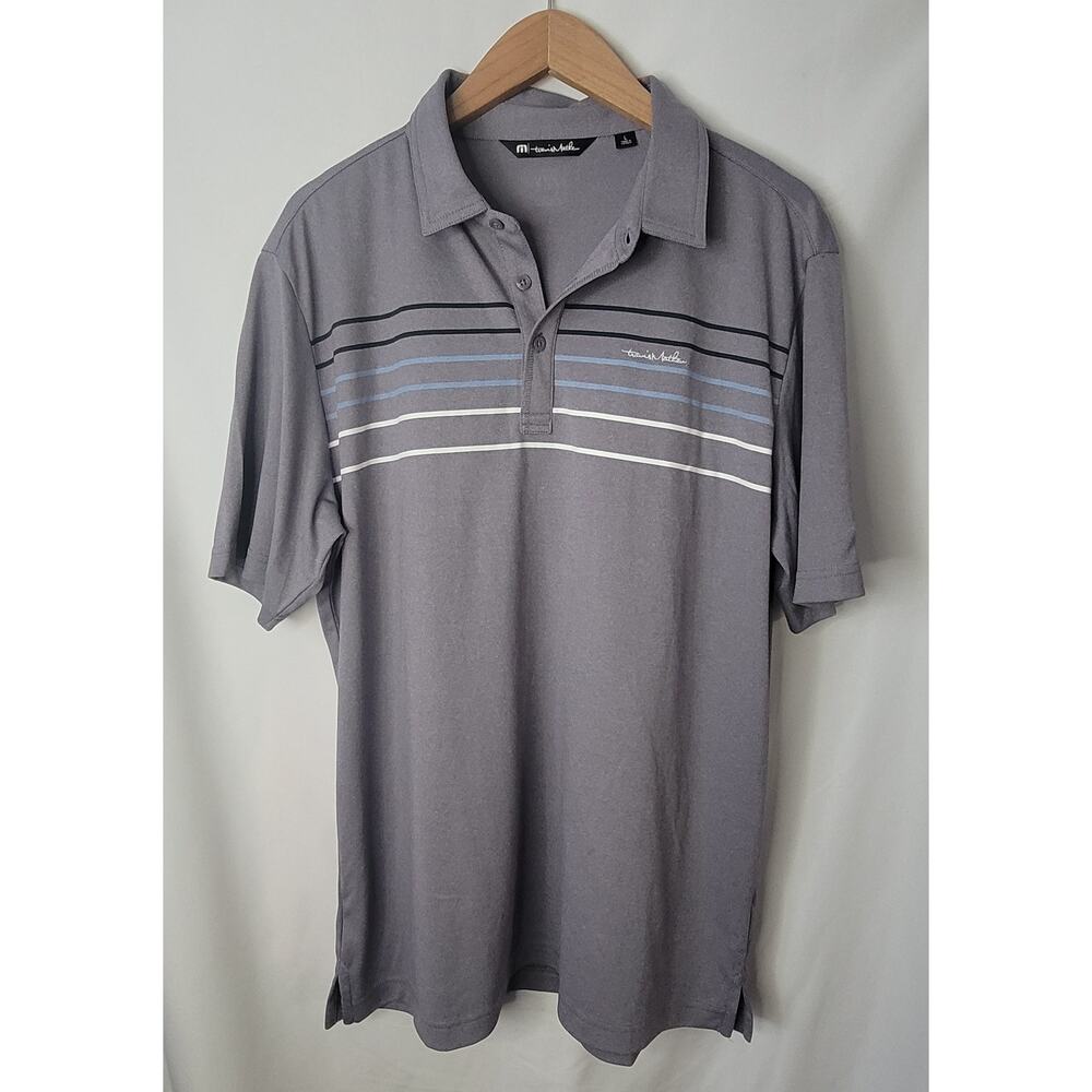 Travis Matthew -Men's Short sleeve polo top- Purple/gray with stripes- size Lg - Picture 1 of 5